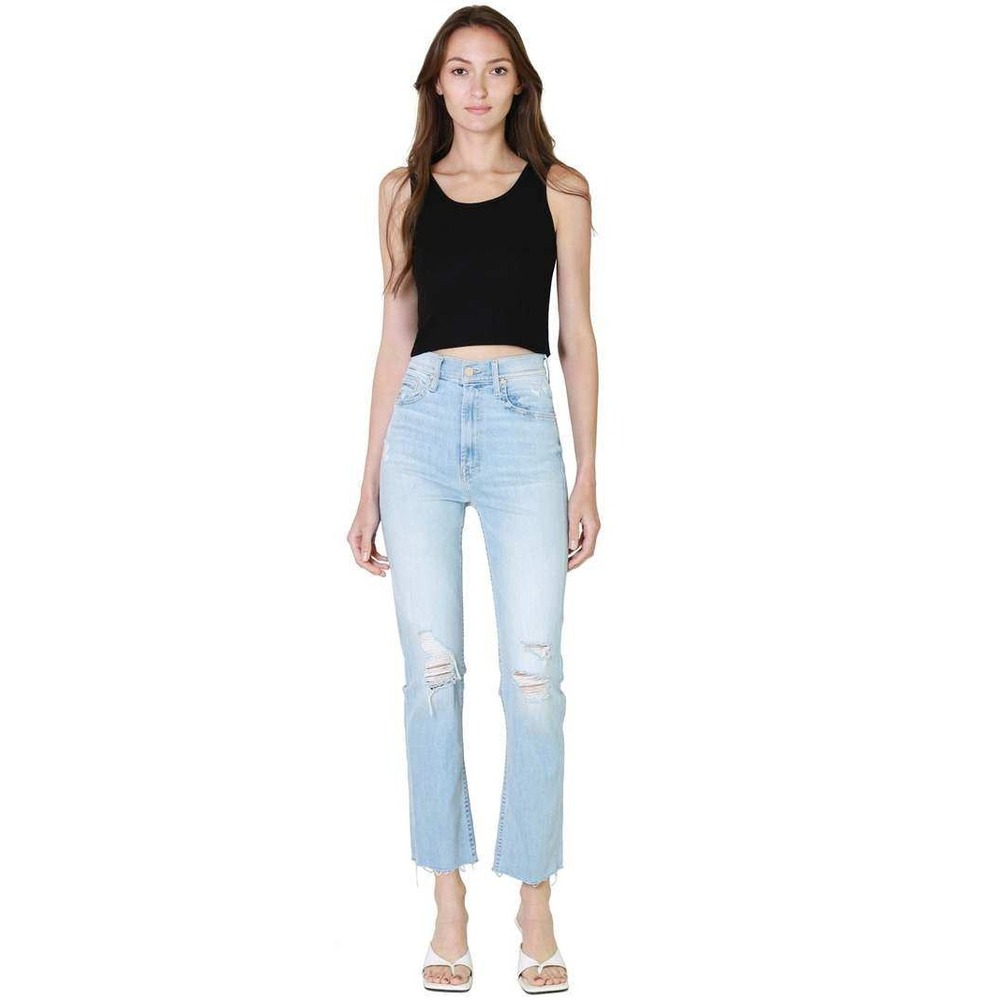 Mother High Waisted Rider Ankle Fray Jeans Island Afterhours Distressed 24